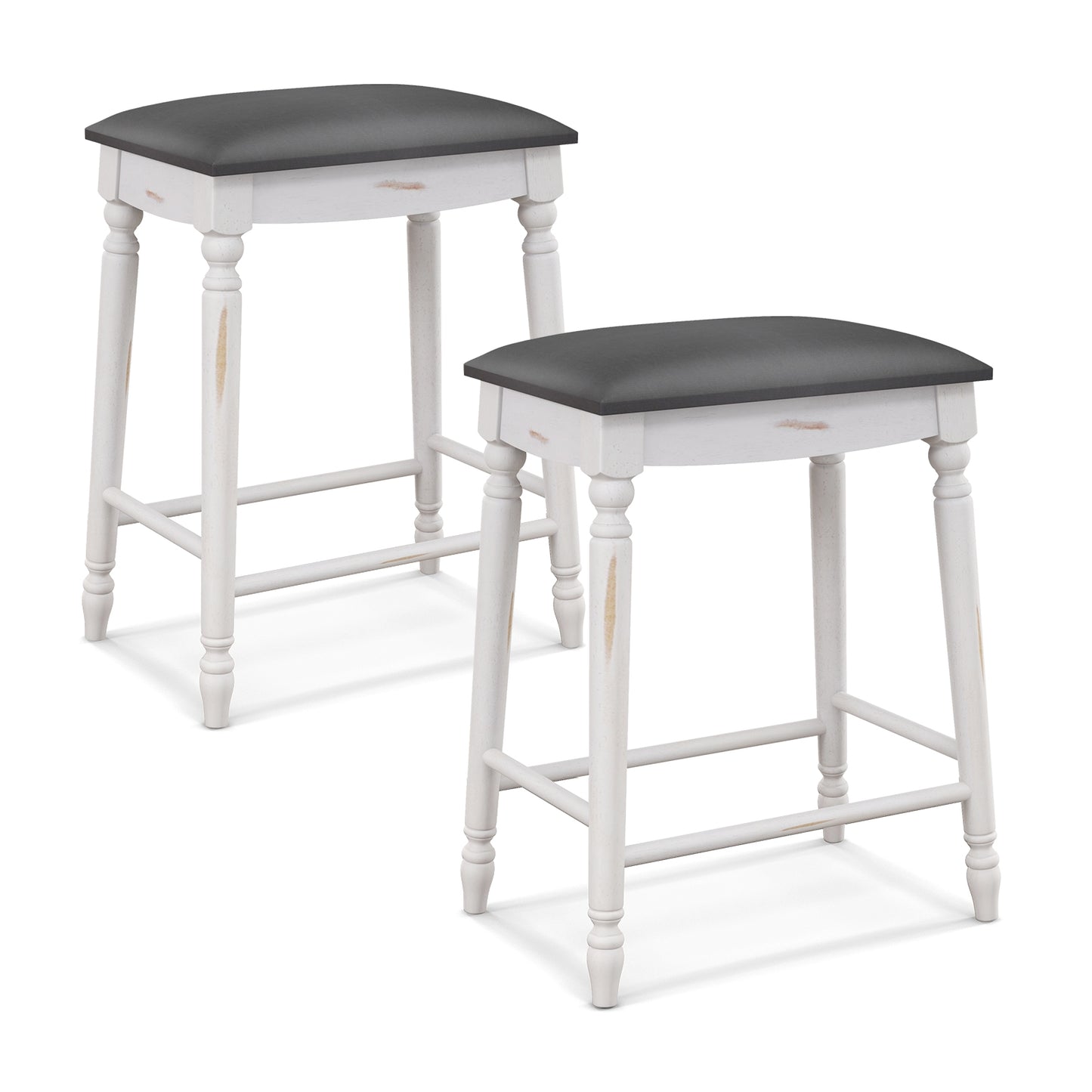 24 Inch Bar Stool Set of 2 with Padded Seat Cushions and Wood Legs-24 inches Bar Stools at Gallery Canada