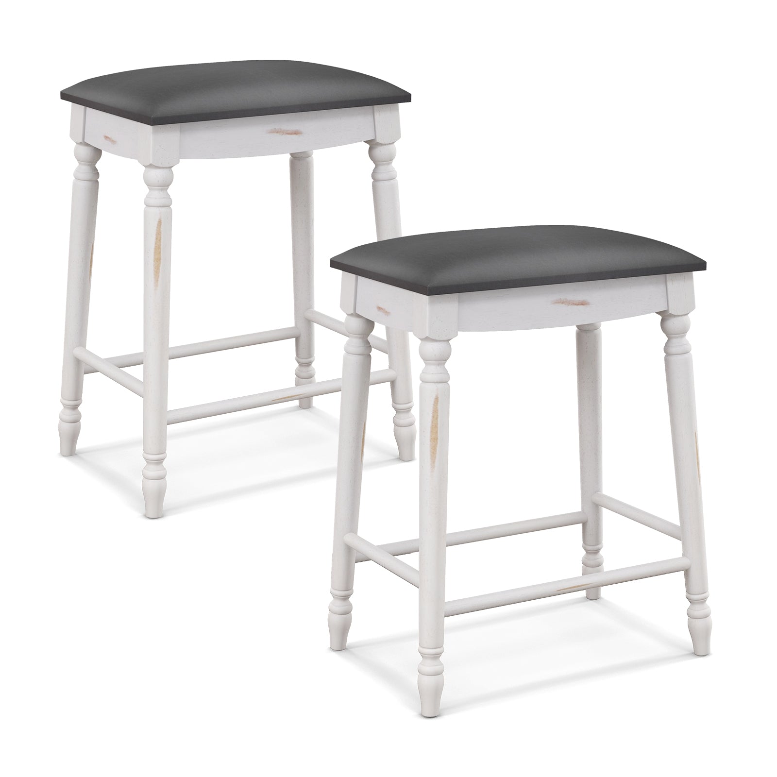 24 Inch Bar Stool Set of 2 with Padded Seat Cushions and Wood Legs-24 inches Bar Stools at Gallery Canada
