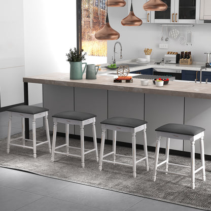 24 Inch Bar Stool Set of 2 with Padded Seat Cushions and Wood Legs-24 inches Bar Stools at Gallery Canada