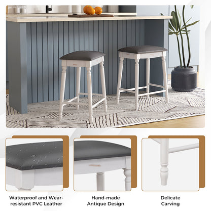 24 Inch Bar Stool Set of 2 with Padded Seat Cushions and Wood Legs-24 inches Bar Stools at Gallery Canada