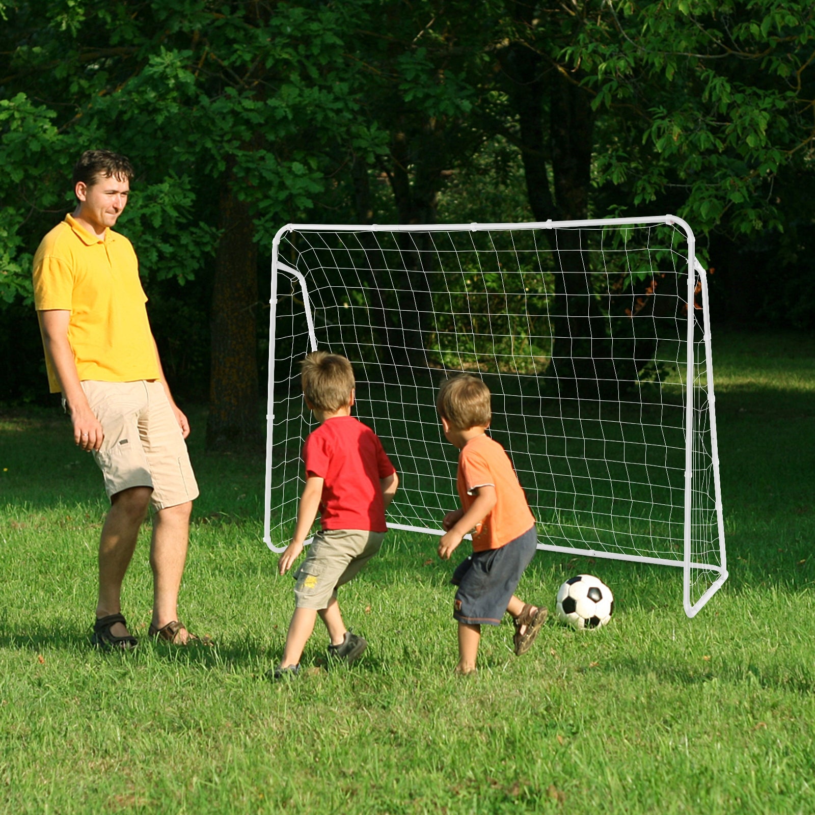 Soccer Goal for Backyard with Heavy Duty Frame and Ground Stakes, White Sport Equipments at Gallery Canada