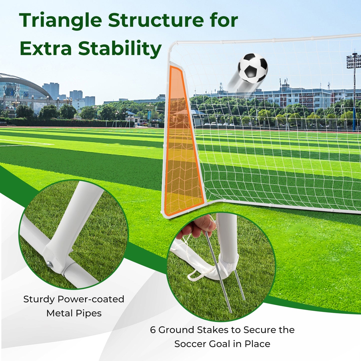 Soccer Goal for Backyard with Heavy Duty Frame and Ground Stakes, White Sport Equipments at Gallery Canada