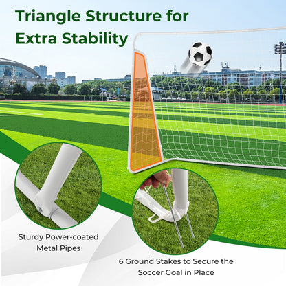 Soccer Goal for Backyard with Heavy Duty Frame and Ground Stakes, White Sport Equipments at Gallery Canada