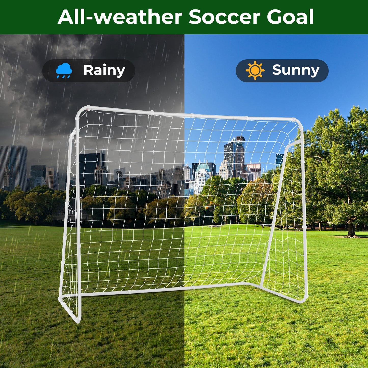 Soccer Goal for Backyard with Heavy Duty Frame and Ground Stakes, White Sport Equipments at Gallery Canada