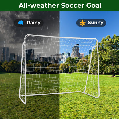 Soccer Goal for Backyard with Heavy Duty Frame and Ground Stakes, White Sport Equipments at Gallery Canada