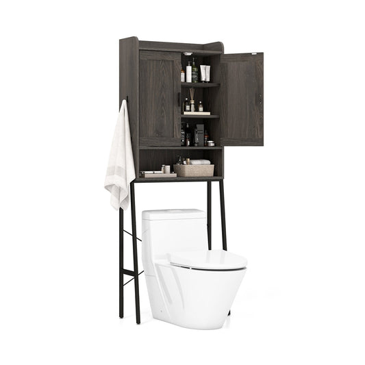 Over the Toilet Storage Cabinet Space Saver Organizer with Double Doors, Gray at Gallery Canada