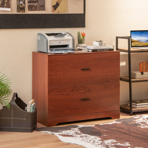 2-Drawer Lateral File Cabinet, Adjustable Bars, Walnut