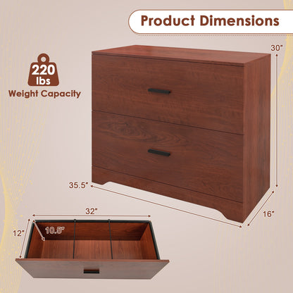 2-Drawer Lateral File Cabinet, Adjustable Bars, Walnut File Cabinets at Gallery Canada