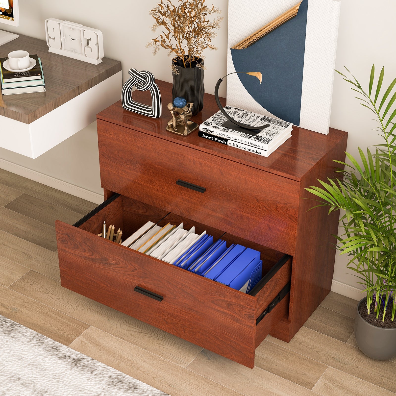 2-Drawer Lateral File Cabinet, Adjustable Bars, Walnut File Cabinets at Gallery Canada