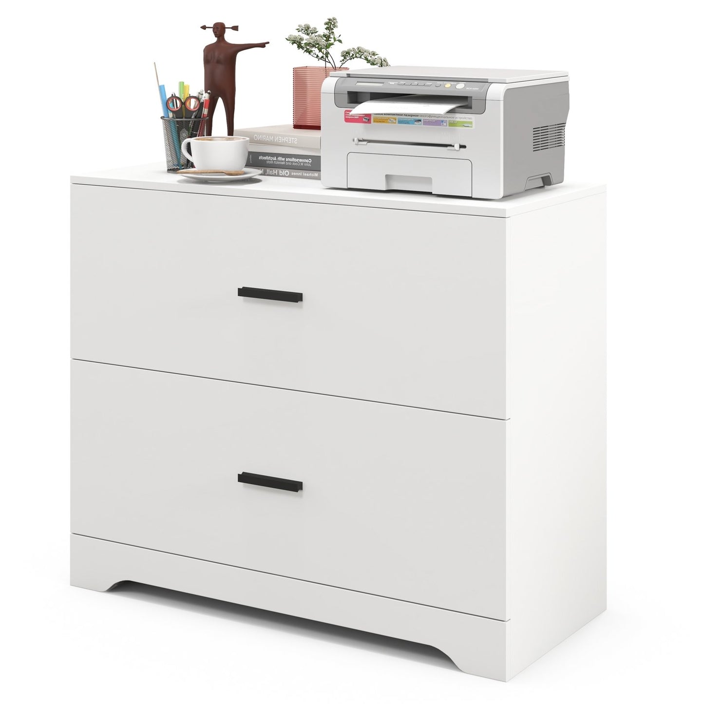 2-Drawer Lateral File Cabinet with Adjustable Bars for Home and Office, White File Cabinets White at Gallery Canada