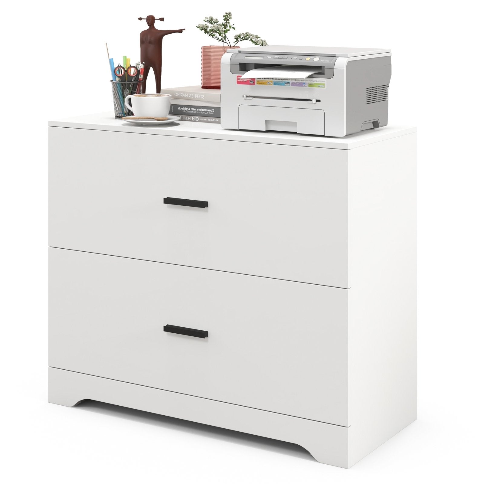 2-Drawer Lateral File Cabinet with Adjustable Bars for Home and Office, White File Cabinets White at Gallery Canada