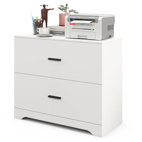2-Drawer Lateral File Cabinet, Adjustable Bars, White