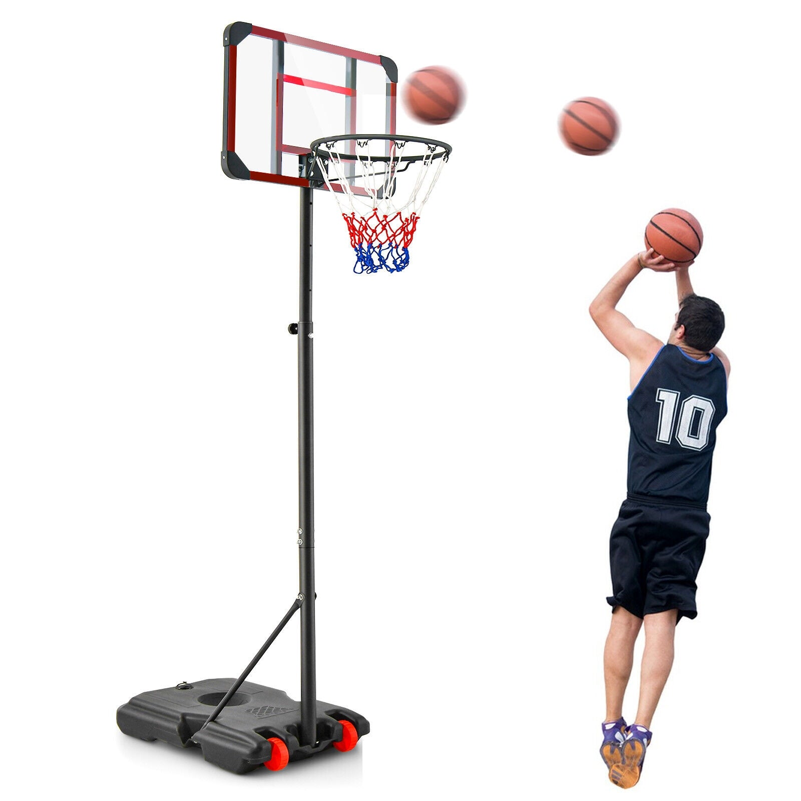 Basketball Hoop Stand, 5 Feet-6.8 Feet Height Adjustable, Black Sport Equipments Black at Gallery Canada