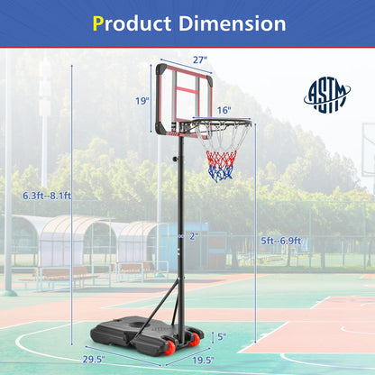 Basketball Hoop Stand 5 Feet-6.8 Feet Height Adjustable, Black Sport Equipments at Gallery Canada
