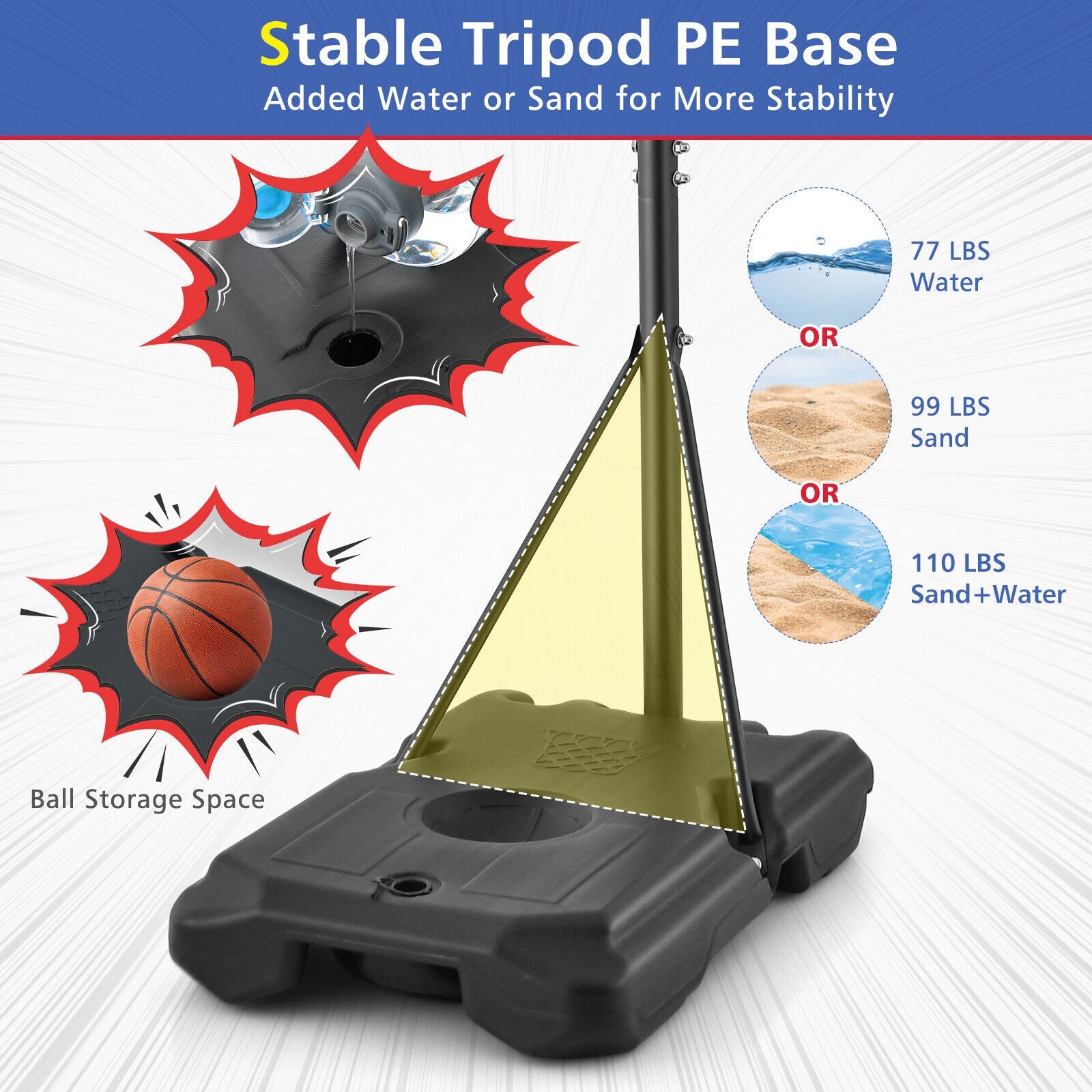 Basketball Hoop Stand 5 Feet-6.8 Feet Height Adjustable, Black Sport Equipments at Gallery Canada