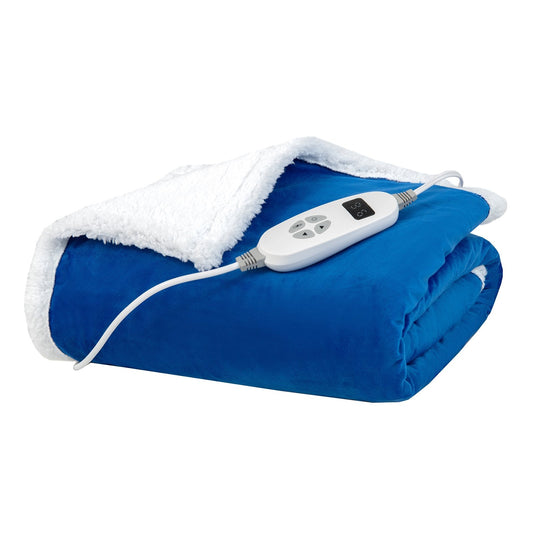 Heated Electric Blanket Throw with 10 Heat Levels, Blue - Gallery Canada