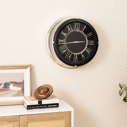 13.5/17.5 Inch Silent Wall Clock with Silver Frame-S, Black Decorative Accessories at Gallery Canada