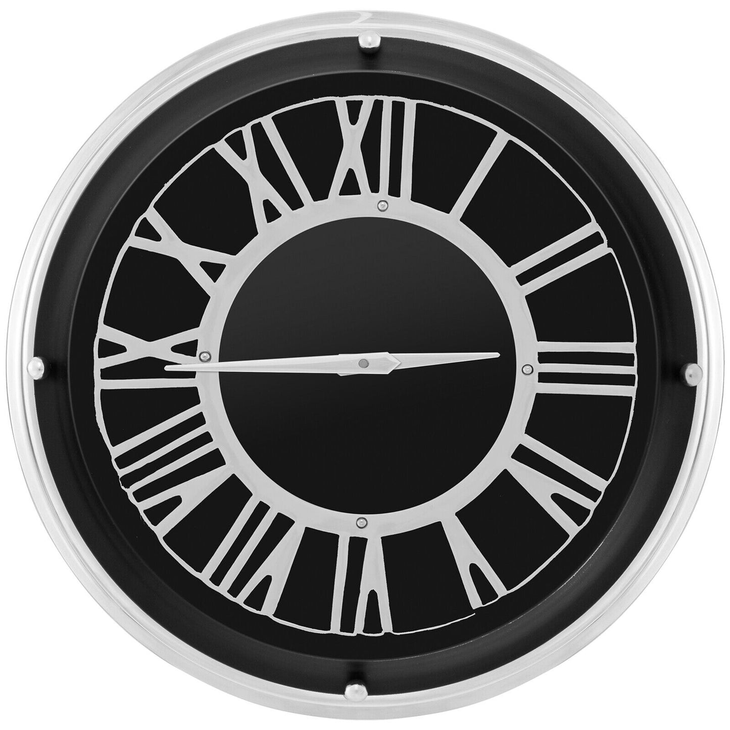 13.5/17.5 Inch Silent Wall Clock, Silver Frame, Black Decorative Accessories Black at Gallery Canada