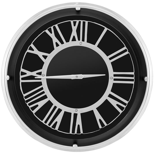13.5/17.5 Inch Silent Wall Clock, Silver Frame, Black Decorative Accessories Black at Gallery Canada