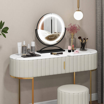 16 Inch Round Makeup Vanity Mirror with 3 Color Dimmable LED Lighting, Black Mirrors at Gallery Canada