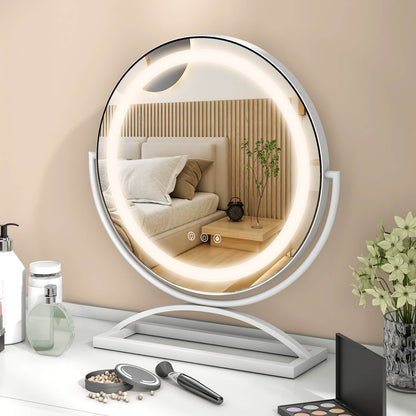 16 Inch Round Makeup Vanity Mirror with 3 Color Dimmable LED Lighting, White Mirrors at Gallery Canada