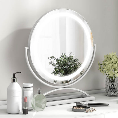 16 Inch Round Makeup Vanity Mirror with 3 Color Dimmable LED Lighting, White Mirrors at Gallery Canada