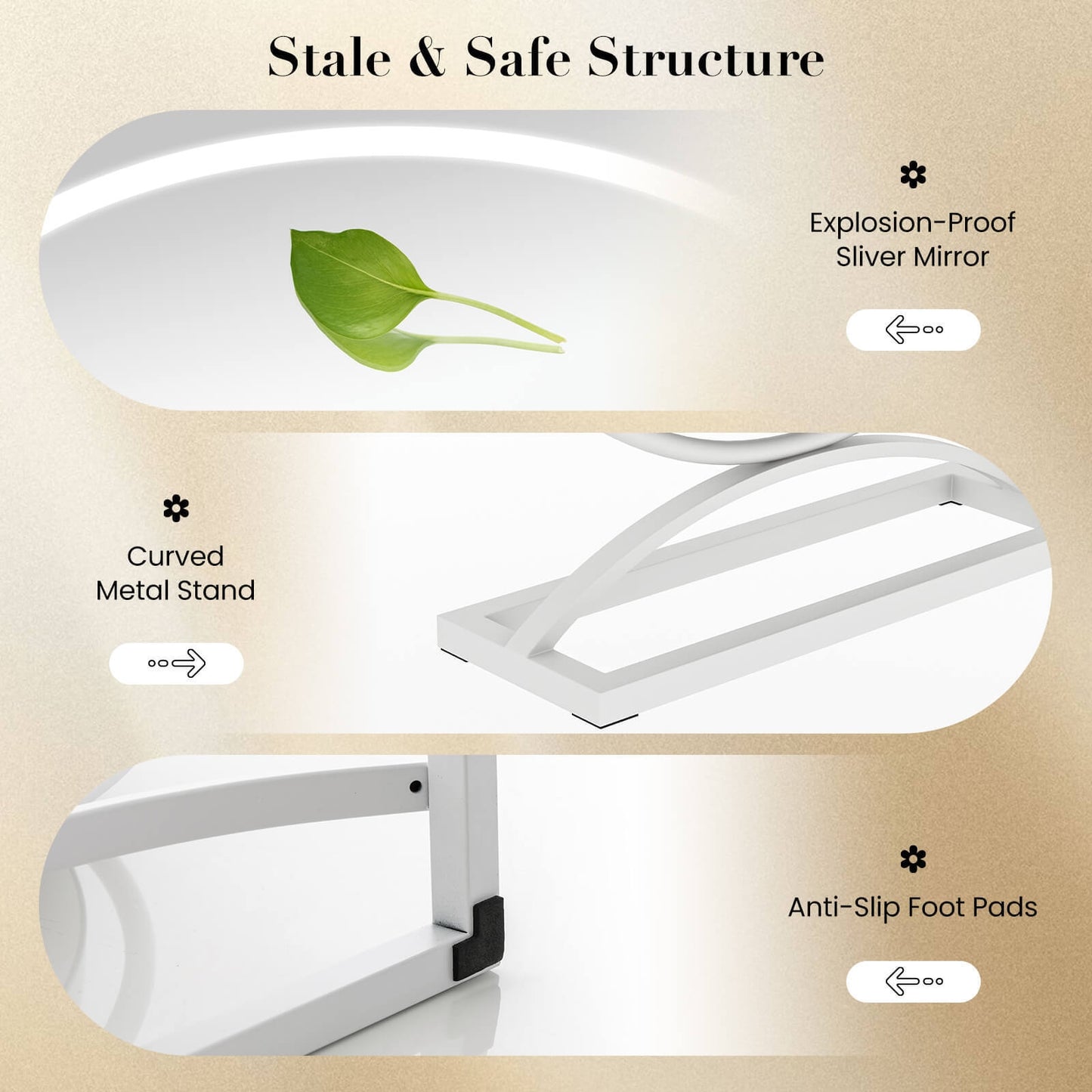 16 Inch Round Makeup Vanity Mirror with 3 Color Dimmable LED Lighting, White Mirrors at Gallery Canada