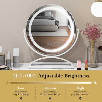 16 Inch Round Makeup Vanity Mirror with 3 Color Dimmable LED Lighting, White Mirrors at Gallery Canada