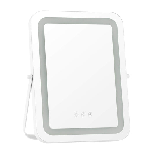 16 x 12 Inch Rectangular Vanity Mirror, 3 Color Dimmable Lighting, White Mirrors White at Gallery Canada