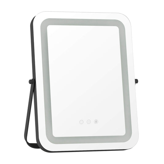 16 x 12 Inch Rectangular Vanity Mirror, 3 Color Dimmable Lighting, Black Mirrors Black at Gallery Canada