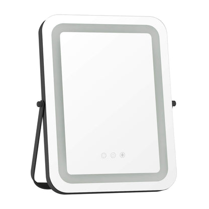 16 x 12 Inch Rectangular Vanity Mirror, 3 Color Dimmable Lighting, Black Mirrors Black at Gallery Canada