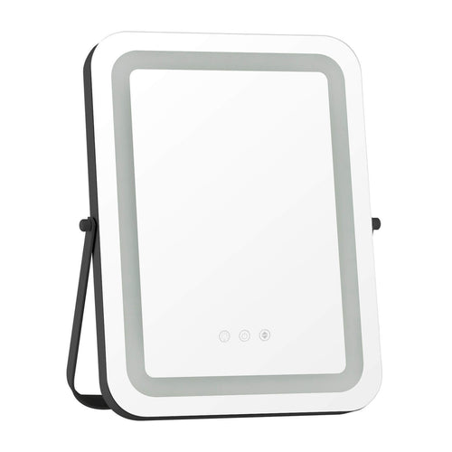 16 x 12 Inch Rectangular Vanity Mirror, 3 Color Dimmable Lighting, Black