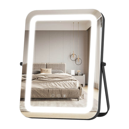 16 x 12 Inch Rectangular Vanity Makeup Mirror with 3 Color Dimmable Lighting, Black Mirrors at Gallery Canada