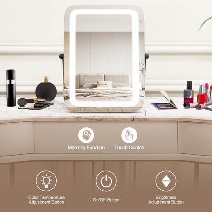 16 x 12 Inch Rectangular Vanity Makeup Mirror with 3 Color Dimmable Lighting, Black Mirrors at Gallery Canada