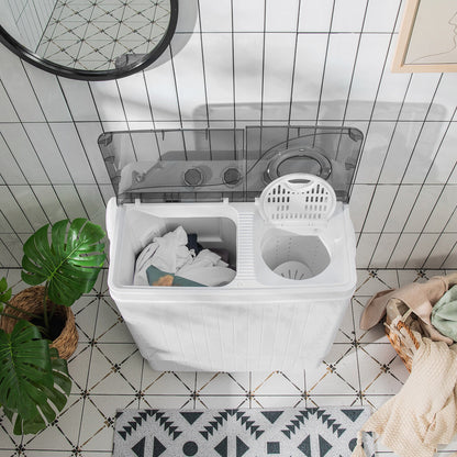 26 LBS Twin Tub Portable Washing Machine with Built-In Drain Pump, Gray Washing Machines at Gallery Canada