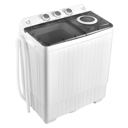 26 LBS Twin Tub Portable Washing Machine with Built-In Drain Pump, Gray Washing Machines at Gallery Canada