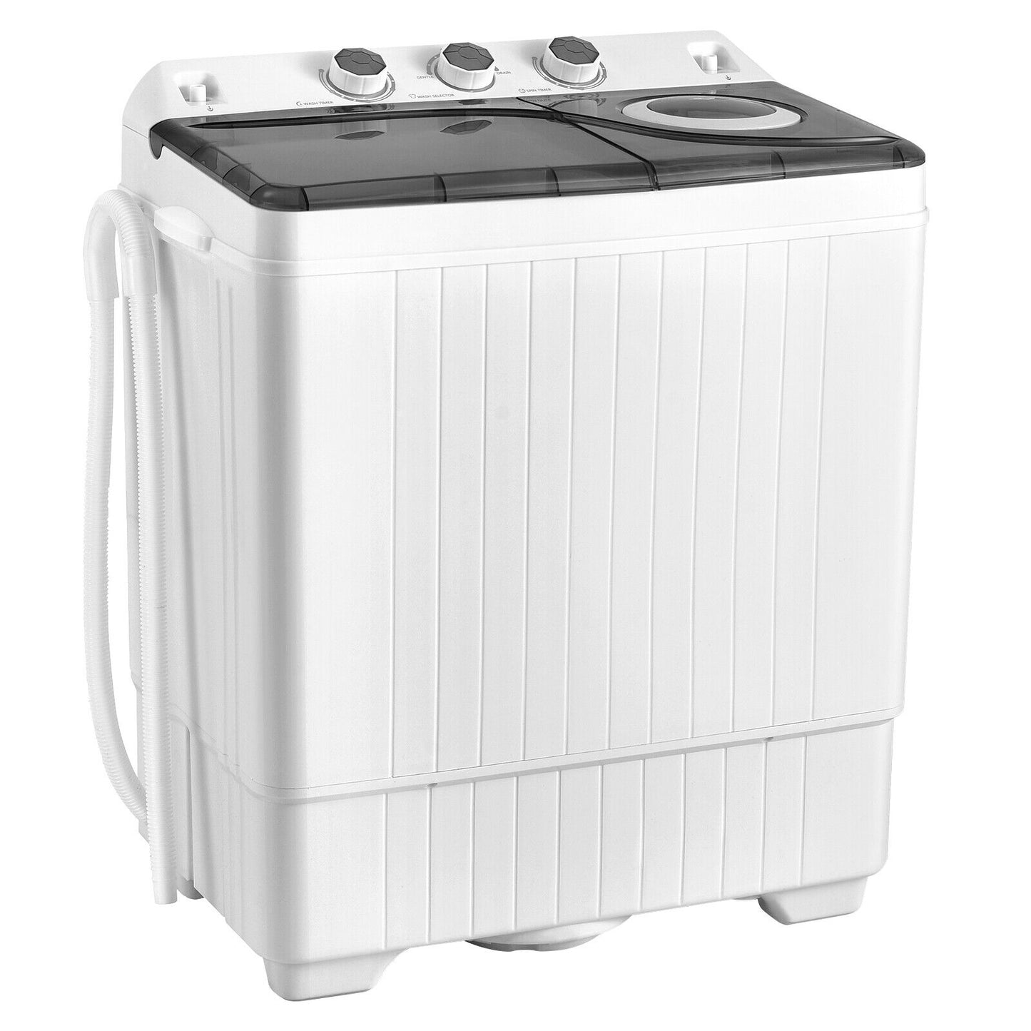 26 LBS Twin Tub Portable Washing Machine with Built-In Drain Pump, Gray Washing Machines at Gallery Canada