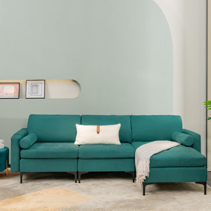 Modular 1/2/3/4-Seat L-Shaped Sectional Sofa Couch with Socket USB Port-3-Seat L-shaped, Teal Sofas & Loveseats at Gallery Canada
