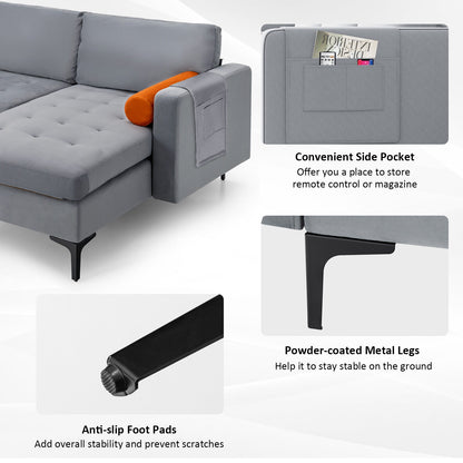 Modular L-shaped 3-Seat Sectional Sofa with Reversible Chaise and 2 USB Ports, Gray Sofas & Loveseats at Gallery Canada