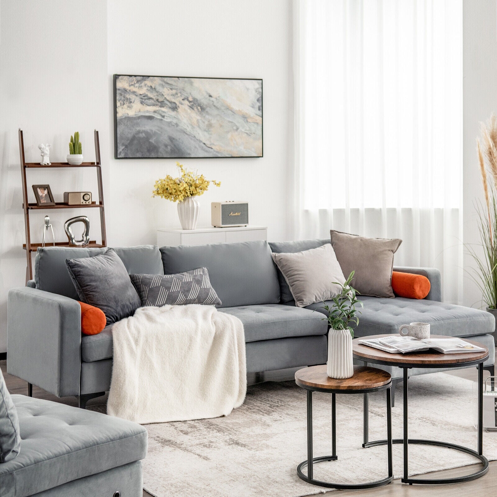 Modular L-shaped 3-Seat Sectional Sofa with Reversible Chaise and 2 USB Ports, Gray Sofas & Loveseats at Gallery Canada