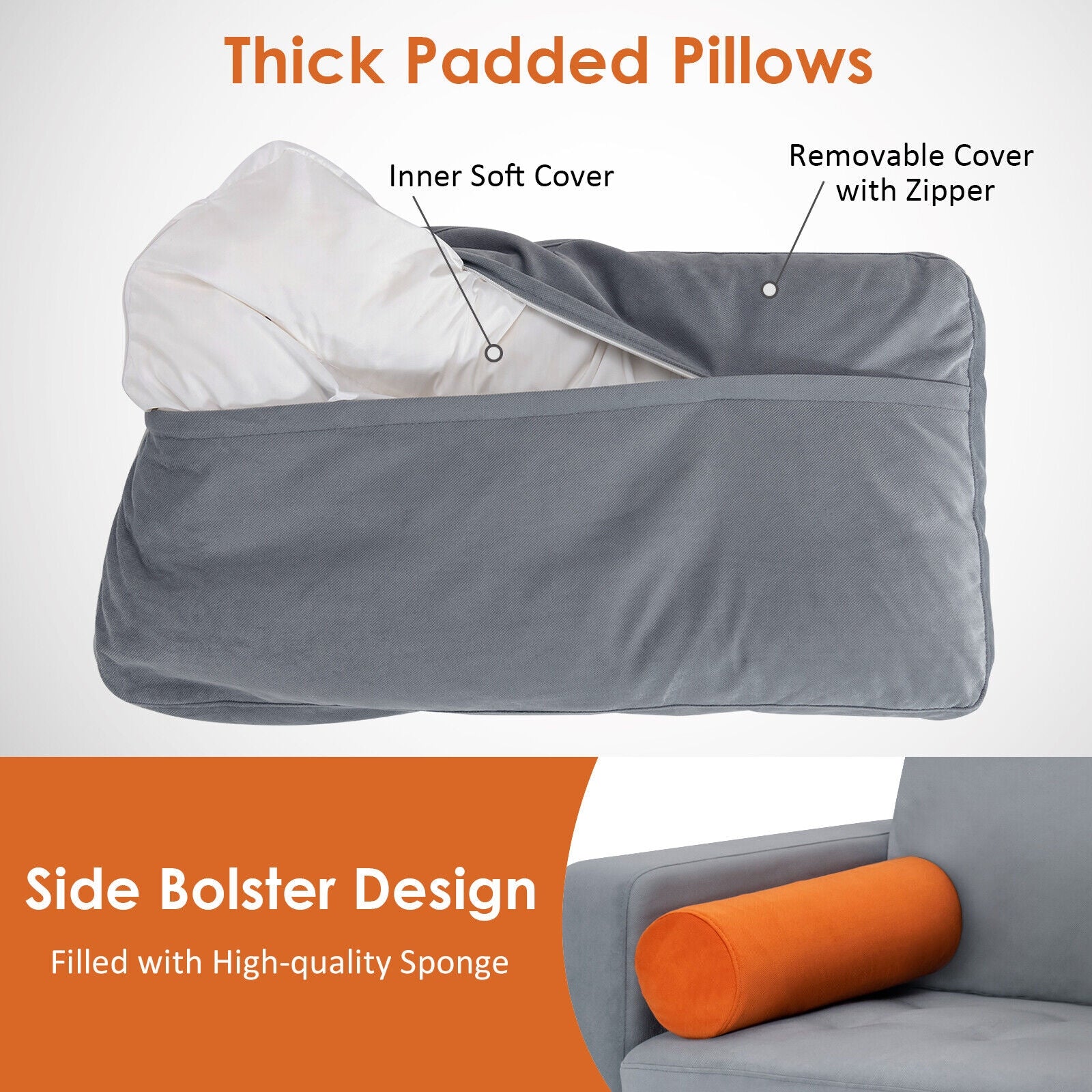 Modular L-shaped 3-Seat Sectional Sofa with Reversible Chaise and 2 USB Ports, Gray Sofas & Loveseats at Gallery Canada