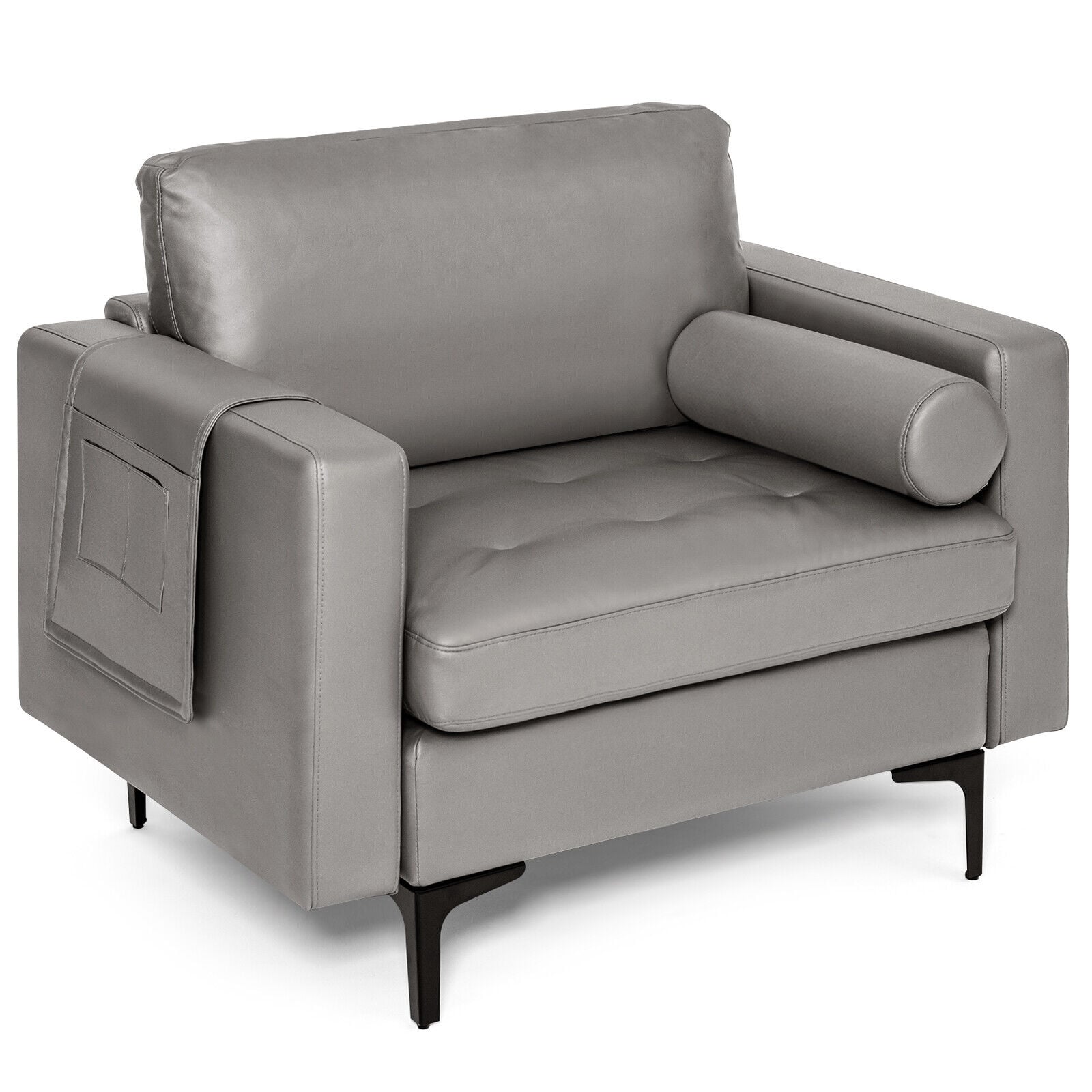Modern Single Sofa With Storage Pocket, Light Gray Accent Chairs at Gallery Canada