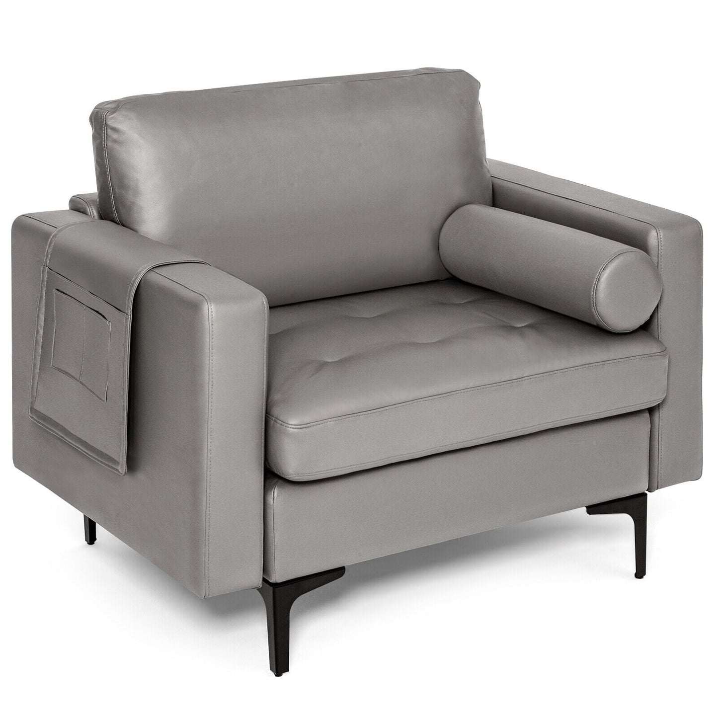 Modern Single Sofa With Storage Pocket, Light Gray Accent Chairs at Gallery Canada