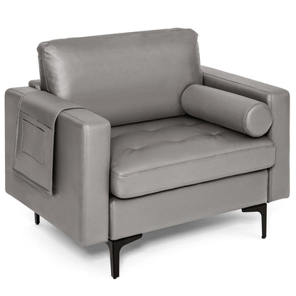 Modern Single Sofa With Storage Pocket, Light Gray Accent Chairs at Gallery Canada