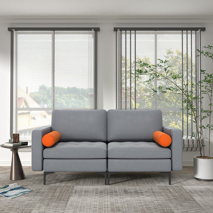 Modern Loveseat Sofa with 2 Bolsters and Side Storage Pocket, Gray Sofas & Loveseats at Gallery Canada