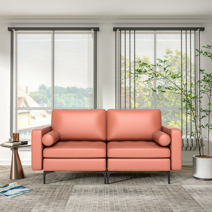Modern Loveseat Sofa with 2 Bolsters and Side Storage Pocket, Pink Sofas & Loveseats at Gallery Canada