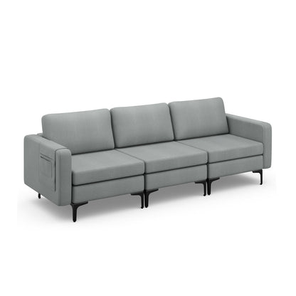 1/2/3/4-Seat Convertible Sectional Sofa with Reversible Ottoman-3-Seat, Gray Sofas & Loveseats at Gallery Canada