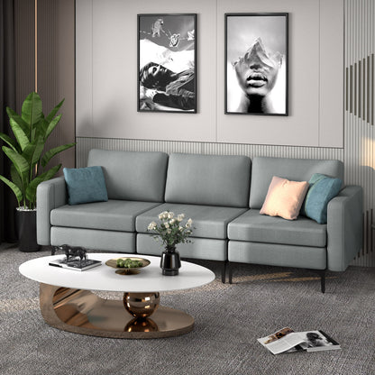 1/2/3/4-Seat Convertible Sectional Sofa with Reversible Ottoman-3-Seat, Gray Sofas & Loveseats at Gallery Canada