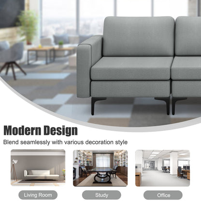 1/2/3/4-Seat Convertible Sectional Sofa with Reversible Ottoman-3-Seat, Gray Sofas & Loveseats at Gallery Canada
