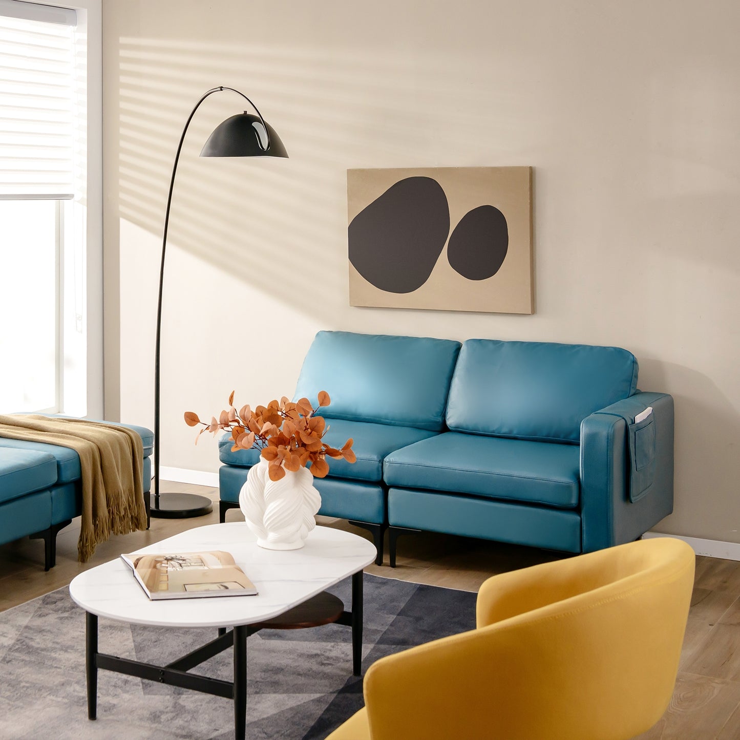 Modular L-shaped Sectional Sofa with Reversible Ottoman and 2 USB Ports, Blue Sofas & Loveseats at Gallery Canada